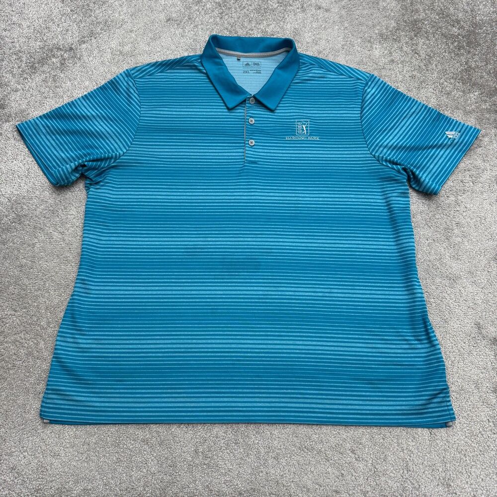 Adidas Golf Climacool Short Sleeve Polo Shirt Mens 2XL Blue Striped TPC Harding